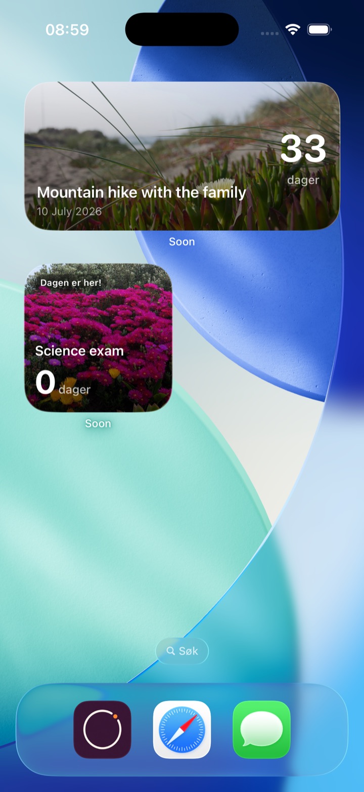 Soon-widgeter på iPhone-hjemskjermen